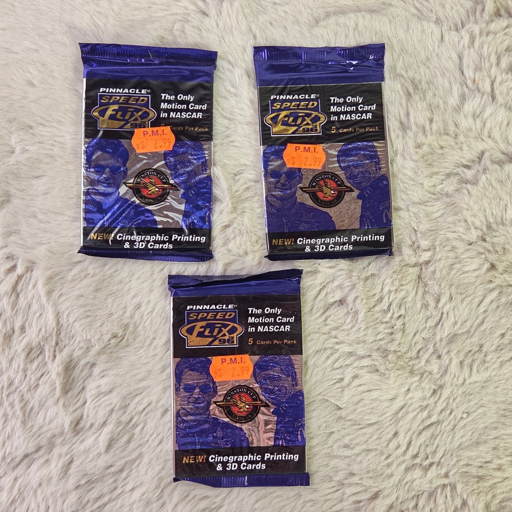 Lot of 3 1996 Pinnacle Speed Flix NASCAR Racing Cards Sealed Packs 3D Motion